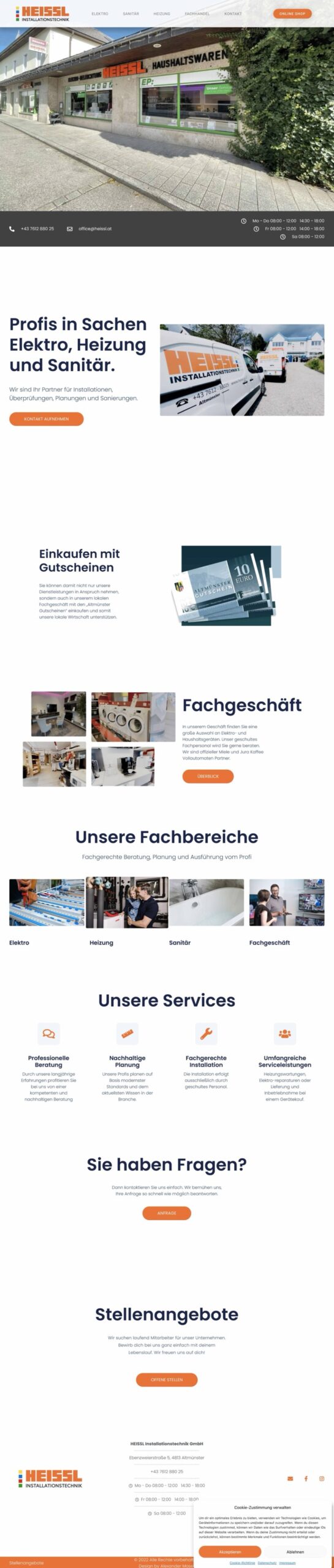 Startseite HEISSL Installationstechnik Website