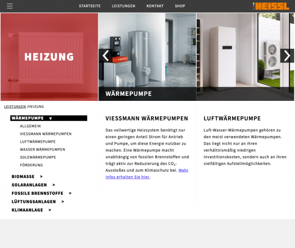 User Experience & Grafikdesign - Heizung - Heissl Installationstechnik Screenshot Website by Alexander Moser Graz Altmünster Gmunden